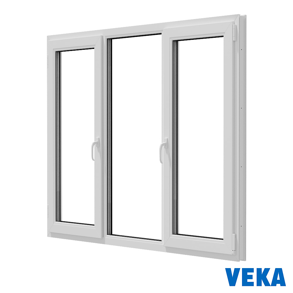 Пластиковое окно ПВХ VEKA Трёхстворчатое 1200x1600мм(ВхШ) Однокамерное Тип 2