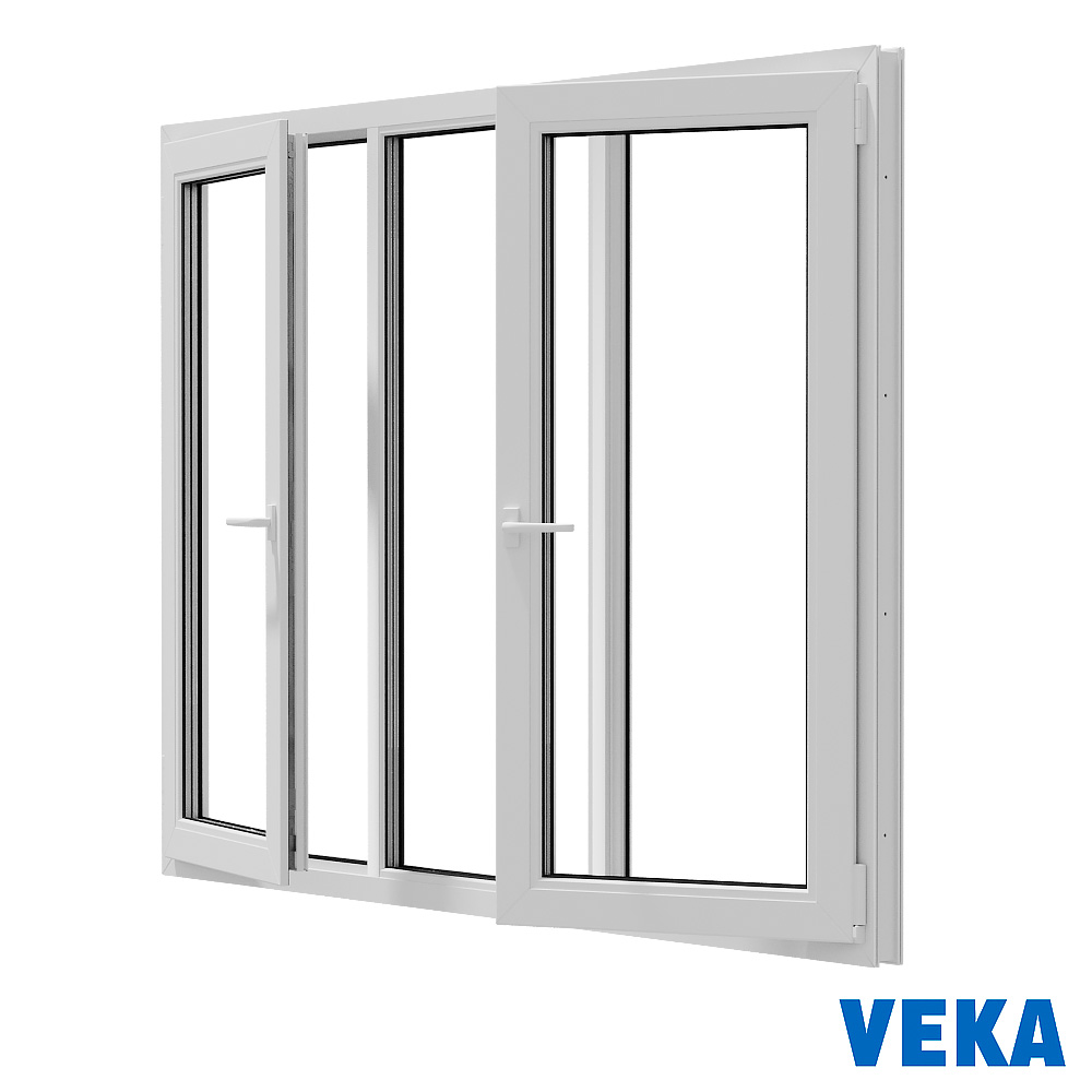 Пластиковое окно ПВХ VEKA Трёхстворчатое 1200x1600мм(ВхШ) Однокамерное Тип 2