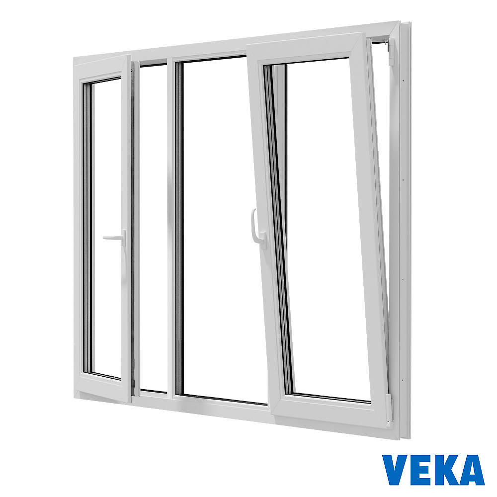 Пластиковое окно ПВХ VEKA Трёхстворчатое 1200x1600мм(ВхШ) Однокамерное Тип 2